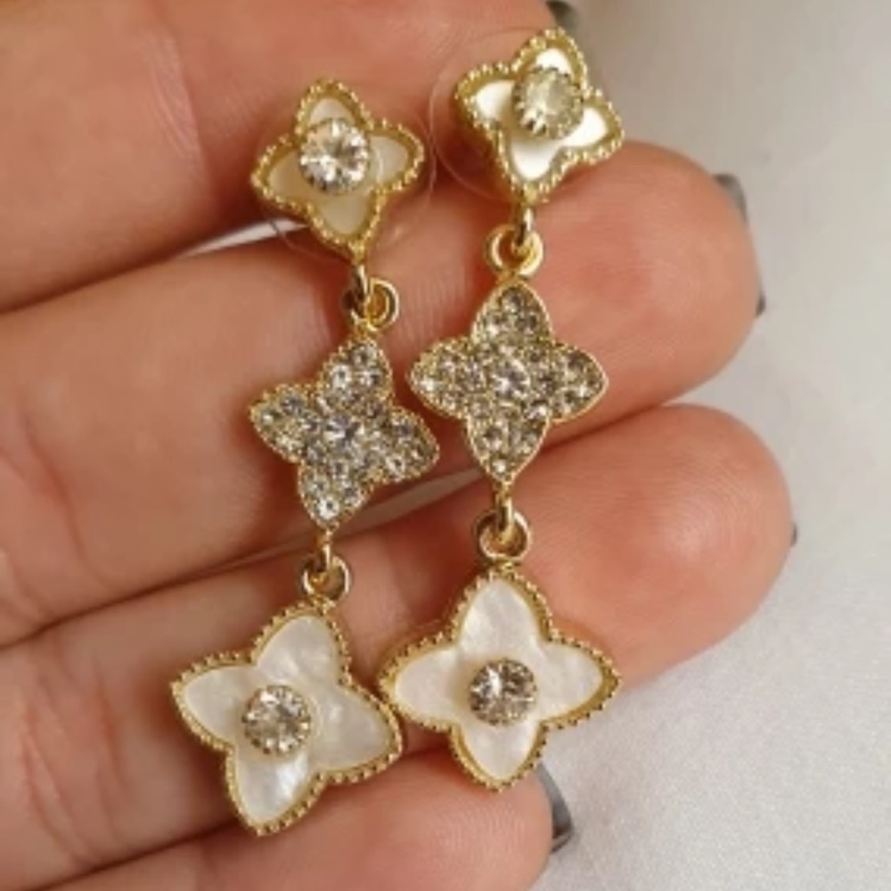 Designer inspired  floral clover earrings